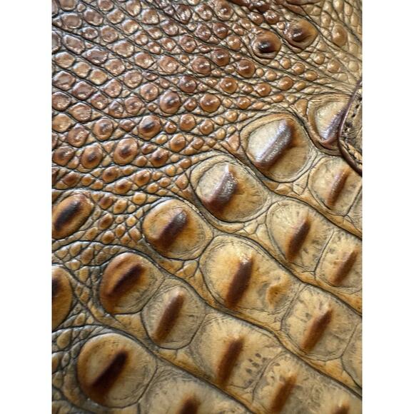 Brahmin Toasted Almond Square Croc Leather Adjustable Boho Shoulderbag luxry - Picture 8 of 11